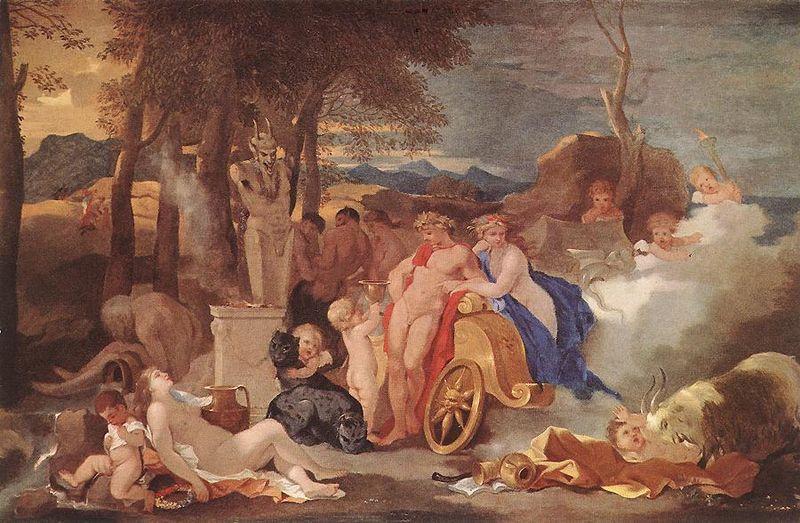 Sebastien Bourdon Bacchus and Ceres with Nymphs and Satyrs Sweden oil painting art